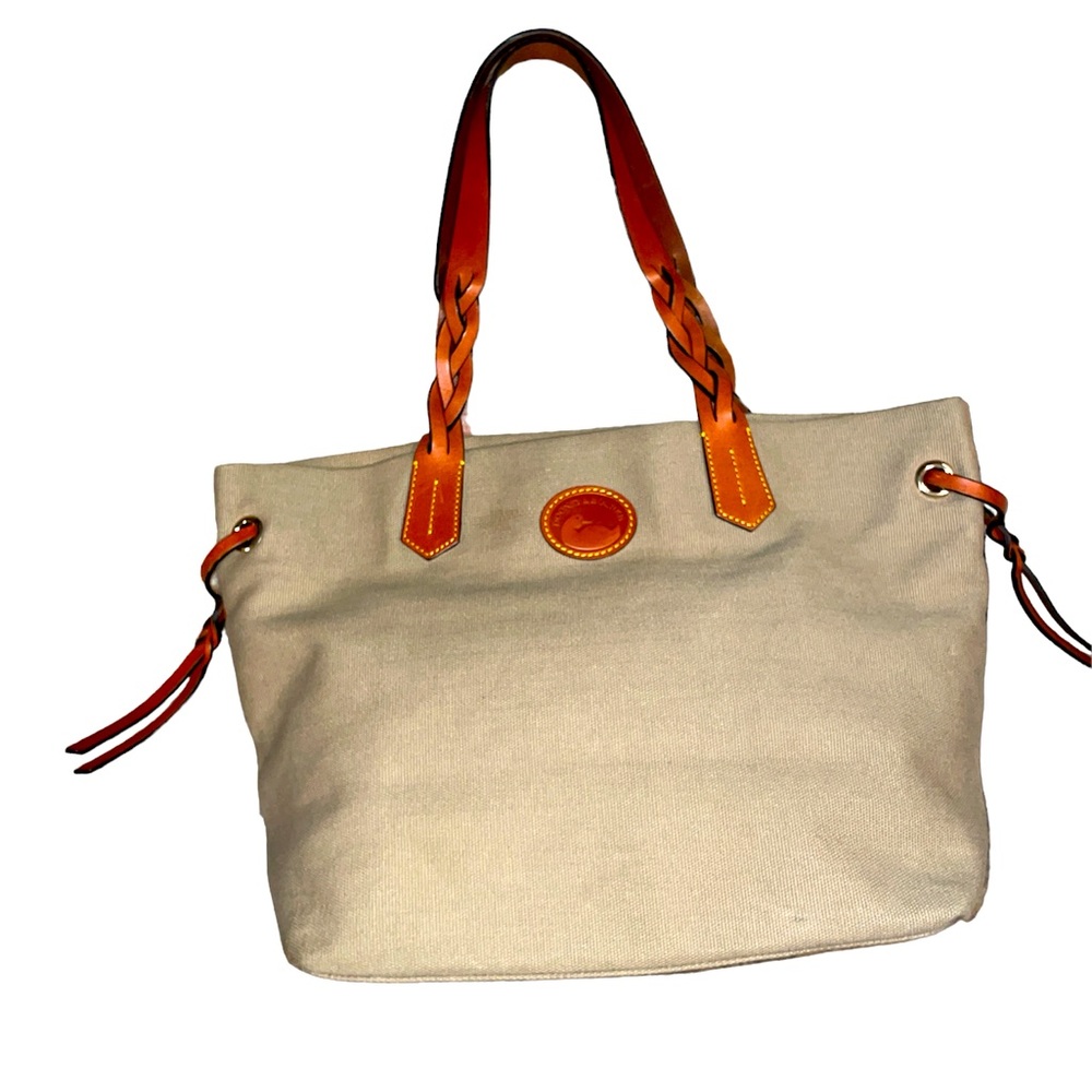 Dooney & Bourke Canvas Carryall tote leather handle shoulder bag